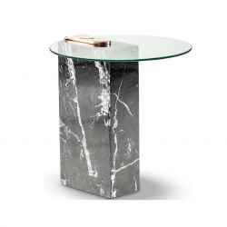Tempered Glass Top & Black Marble Base