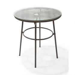 steel pe wicker table with glass top