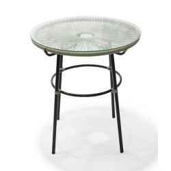 steel pe wicker table with glass top