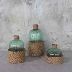 Green Weaving Glass Bottle MED