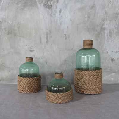 Green Weaving Glass Bottle