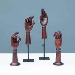 Ancient Red Wooden Hand Left - Right
