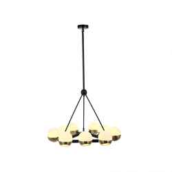 Frost White Glass Chandelier w/Brass Glass Cover and Black Metal Body
