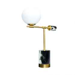 Marble Table Lamp-White Glass Ball