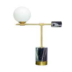 Marble Table Lamp-White Glass Ball