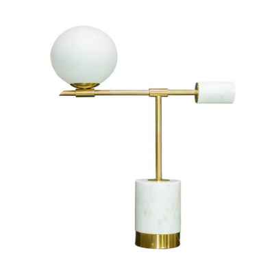 Marble Table Lamp-White Glass Ball