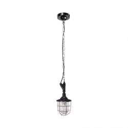 Enamel Pendant Lamp w/Cage-Black