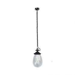 Enamel Pendant Lamp w/Cage-Black