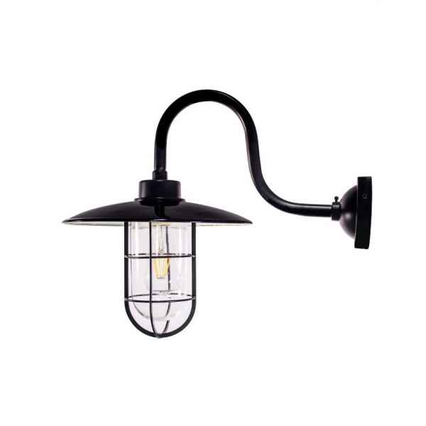 Enamel Wall Lamp w/Cage-Black