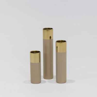 Steel Candle Holder Set Of 3-Matt Gold&Shiny Gold