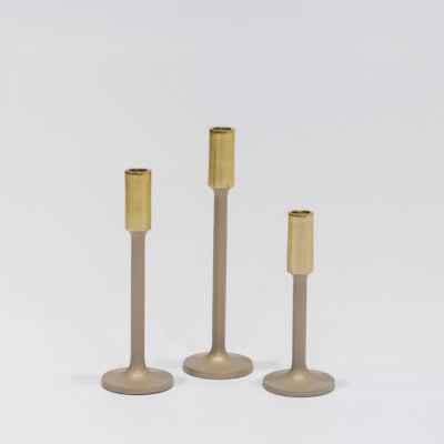 Aluminium Candle Holder Set Of 3-Matt Gold&Shiny Gold