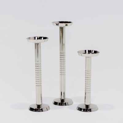 Steel Candle Holder Set Of 3-Chrome