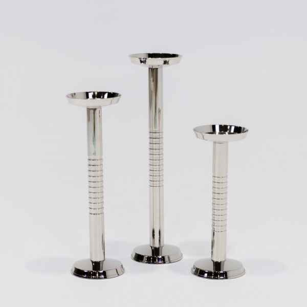 Steel Candle Holder Set Of 3-Chrome