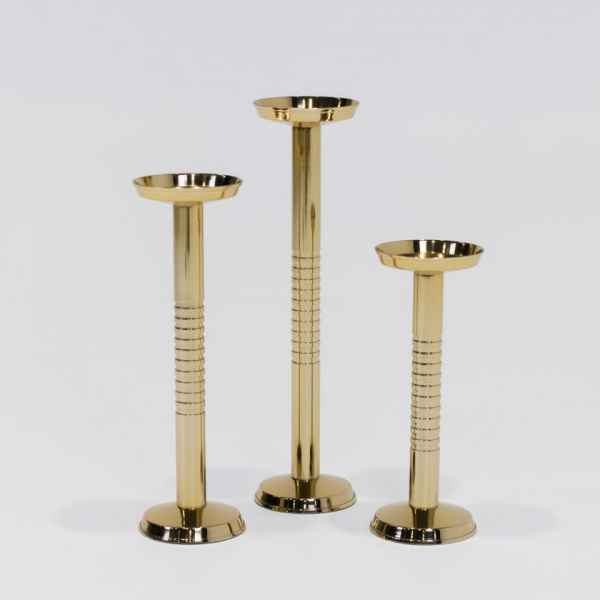 Steel Candle Holder Set Of 3-Gold