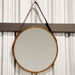 Leather Strap Round Mirror