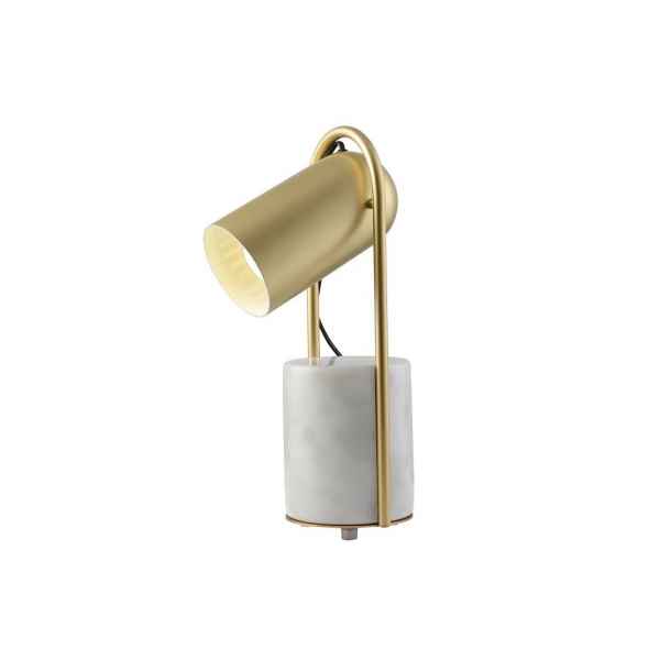 Metal&Marble Table Lamp H34-Gold w/White Marble Base