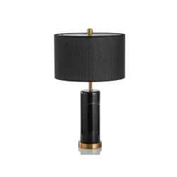 Metal&Marble Table Lamp-Black w/Black Shade