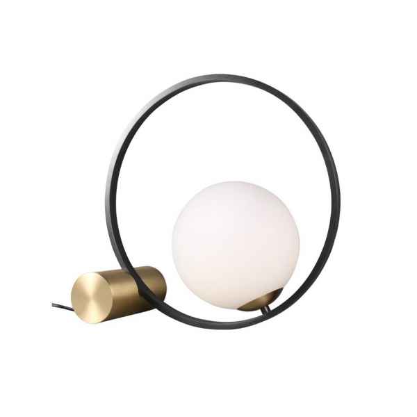 Glass&Metal Table Lamp-Black w/White Ball