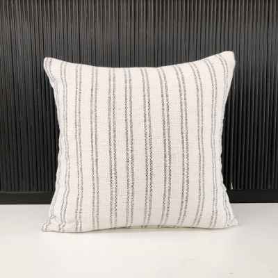 White Woven Cushion w/ Black Striped