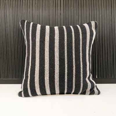 Black Woven Cushion w/ White Striped