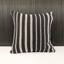 Black Woven Cushion w/ White Striped