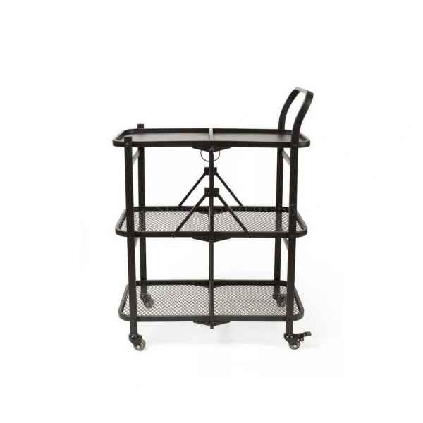 3 SHELVES TRAY TROLLEY-BLACK