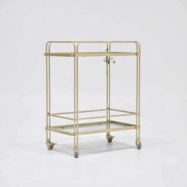 2 SHELVES TRAY TROLLEY-GOLD