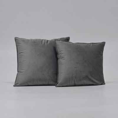 VELVET FLANGED CUSHION - GREY