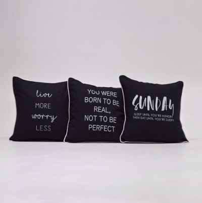 LINEN SCEEN CUSHION - BLACK