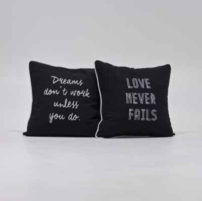 LINEN SCEEN CUSHION - BLACK