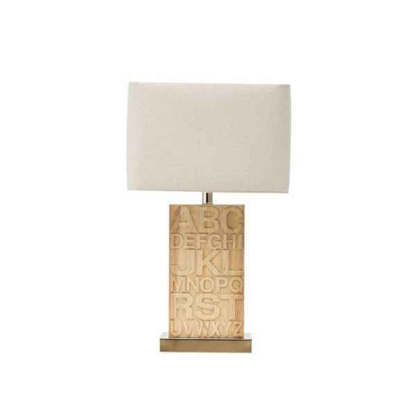 RUBBER WOOD TABLE LAMP-WOOD W/WHITE SHADE