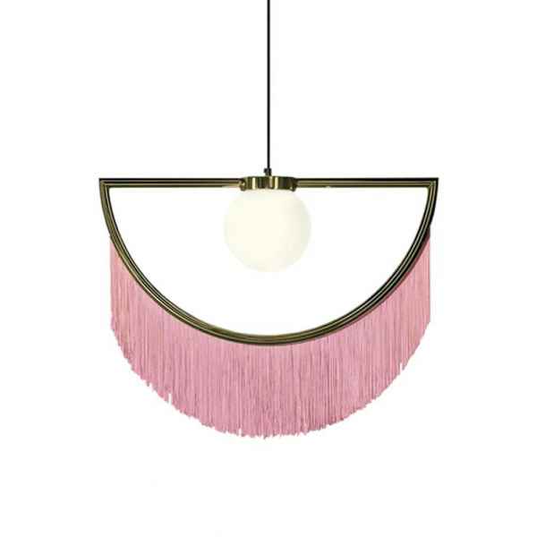 Semi Circle Pendant Lamp -Gold&Pink