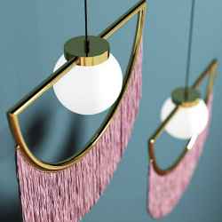 Semi Circle Pendant Lamp -Gold&Pink