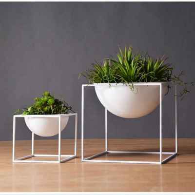 White Metal Plant Pot