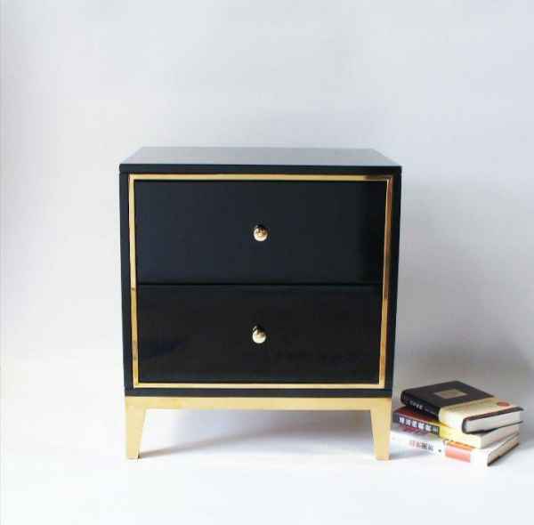 Night Table w/2Drawers-Black