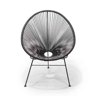 Wicker&Steel Egg Chair-Black