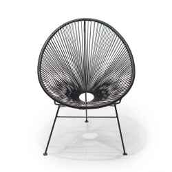 Wicker&Steel Egg Chair-Black