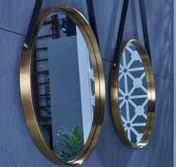 Stainless Steel Round Decorative Belt Hanging Mirror