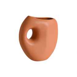 Pottery Vase - White / Brown