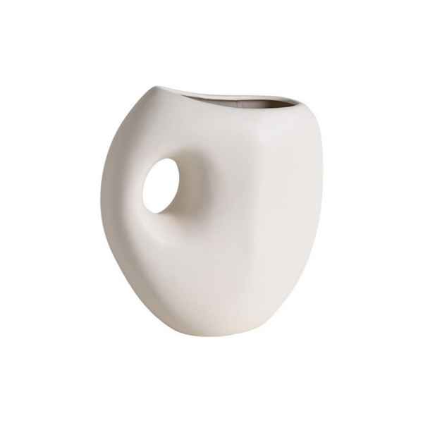 Pottery Vase - White / Brown