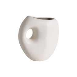 Pottery Vase - White / Brown