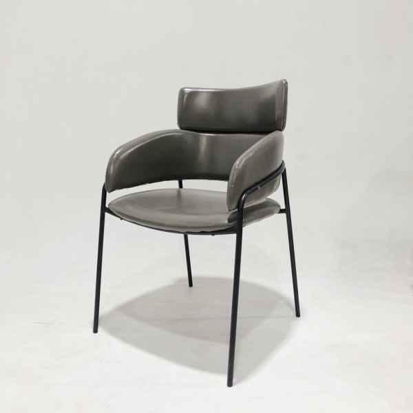 PU&STEEL DINING CHAIR-GREY