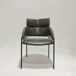 PU&STEEL DINING CHAIR-GREY