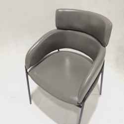 PU&STEEL DINING CHAIR-GREY