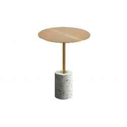 Gold Stainless Steel Top + White Terrazzo Base