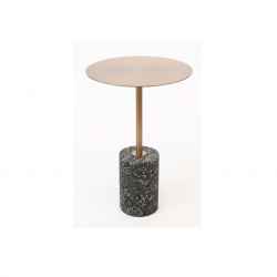 Gold Stainless Steel Top + Grey Terrazzo Base