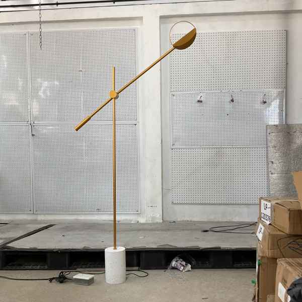 Adjustable Metal Floor Lamp w/Stone Base