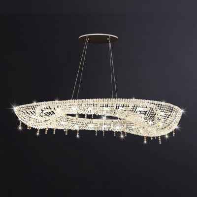 Oval Crystal&S.Steel Chandelier