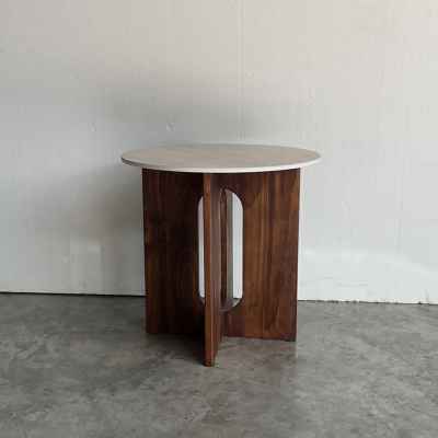 Slate Side Table w/ Wooden Base