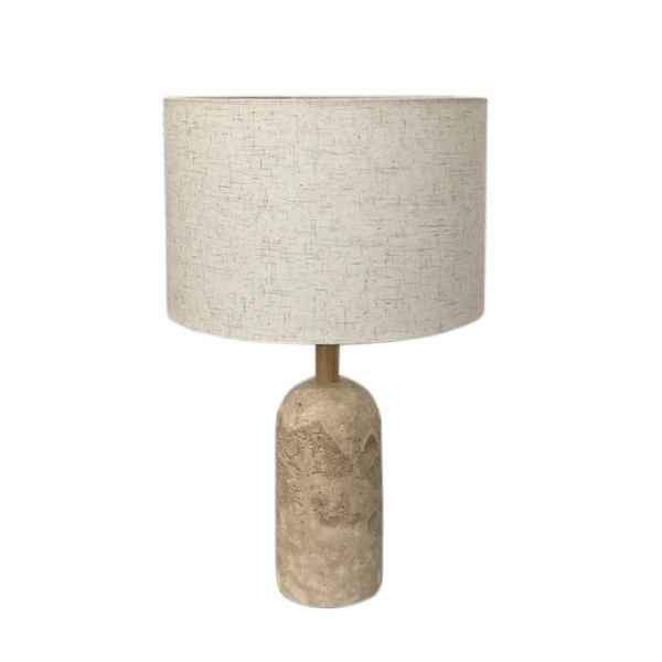 Travertine Table Lamp w/Fabric Shade 30x48H-Natural